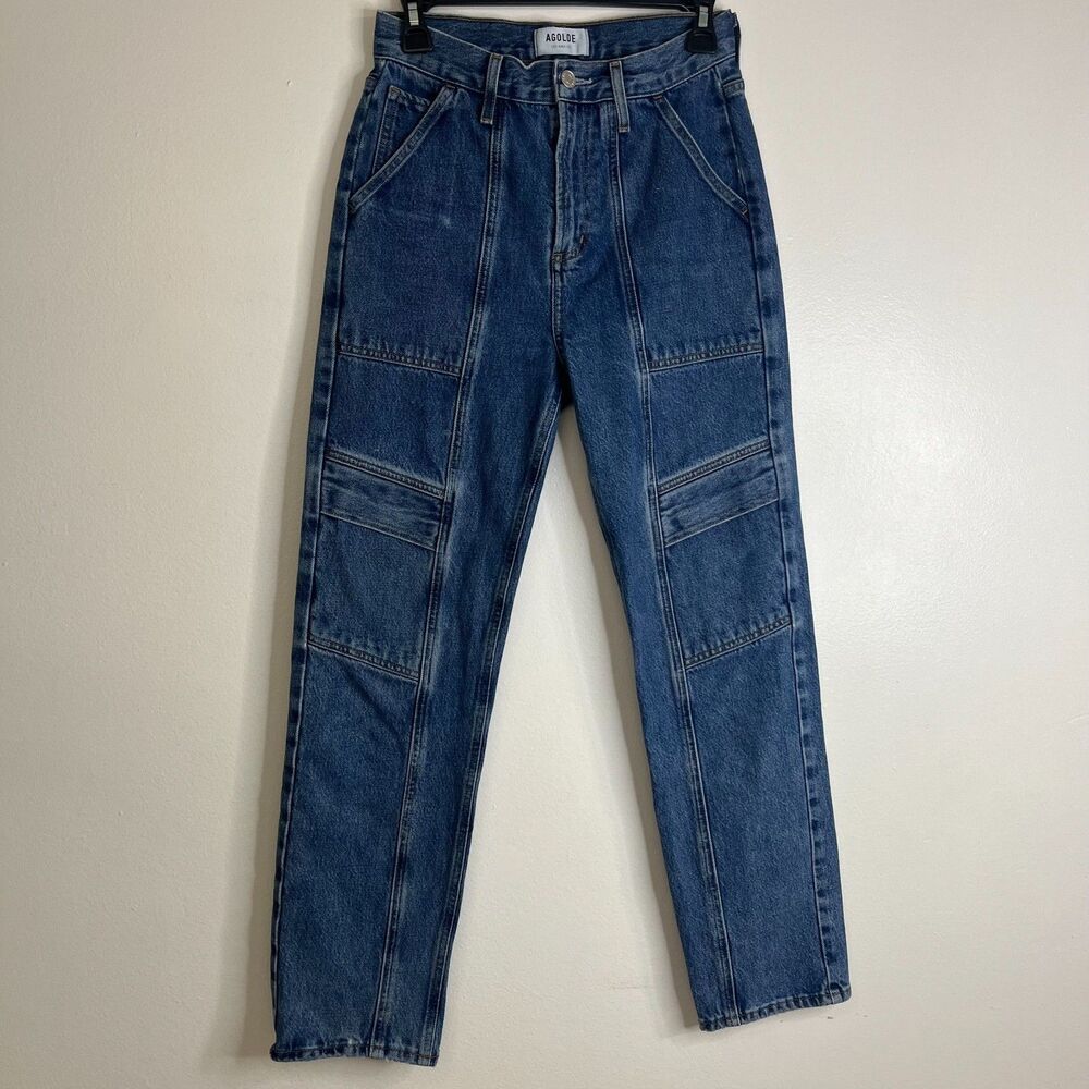 AGOLDE Women's Size 23 High Rise Tapered Utility Jeans Blue Denim Straight Leg